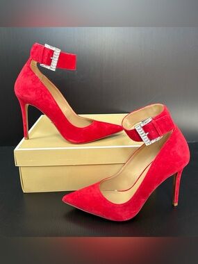 NIB Michael Kors Crimson Giselle Pump Suede Ankle Strap Heels Women’s Size 10